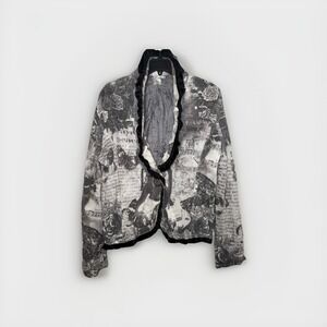 Alberto Makali Blazer Jacket Lace Velvet Ruffle Cardigan Y2K Roses Goth VTG